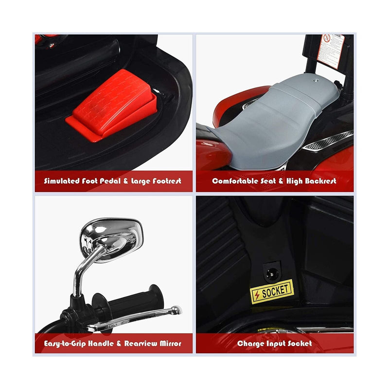 Topment Kids Electric Motorcycle, 6 V Rechargeable Battery Powered Ride on Toy