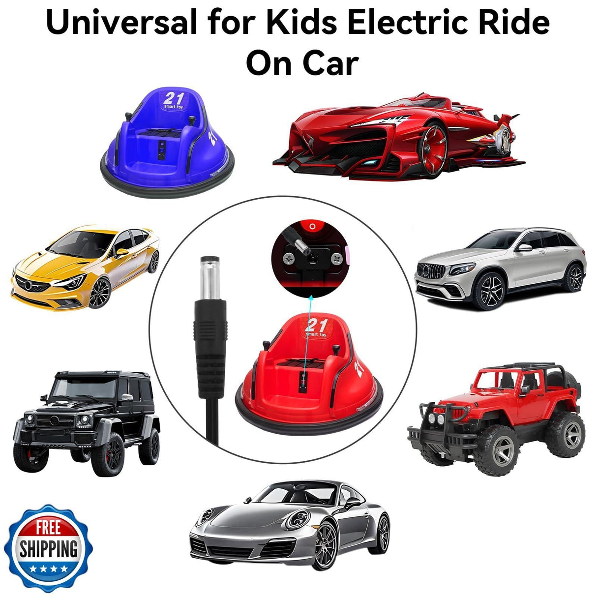 12V Battery Charger for Kids Ride-On Electric Bump Car Toy