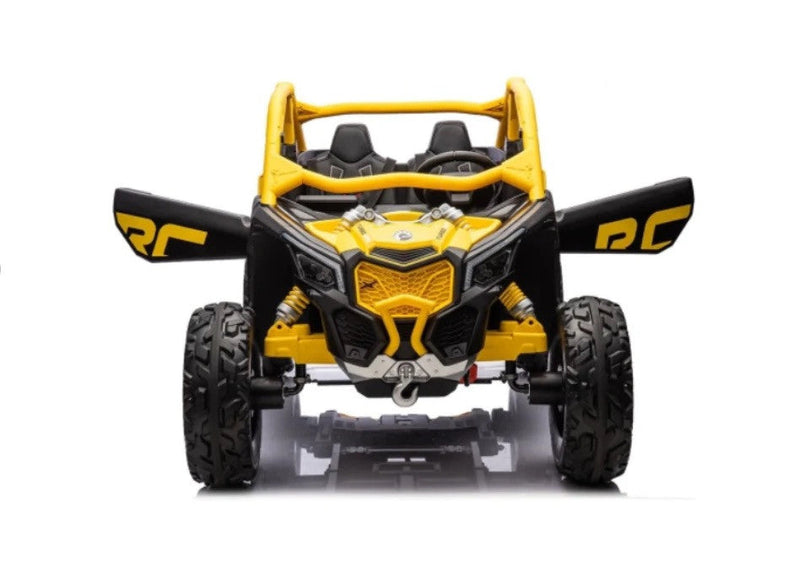 24V XL Can-Am Maverick Ride-On Toy UTV with Remote Control 4WD in Yellow