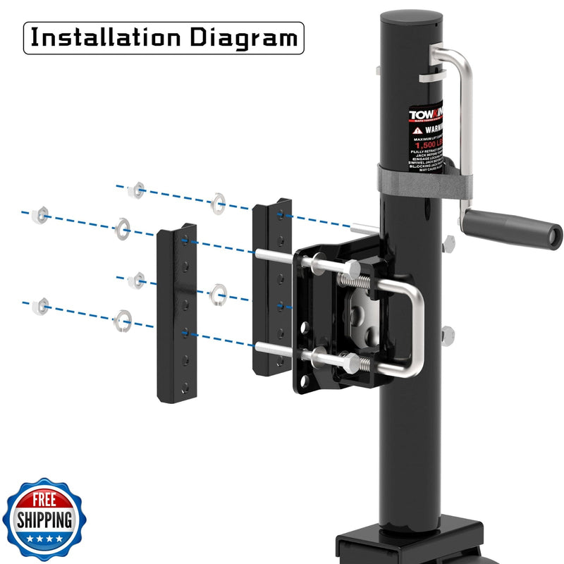 6-Inch Dual Wheel Trailer Jack with 13-Inch Vertical Lift, 1500 lbs Capacity