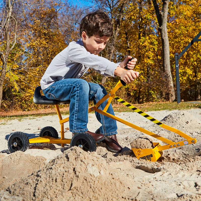Ride-On Excavator Sand Digger with 360° Rotating Base for Kids Ages 3 and Up, Yellow