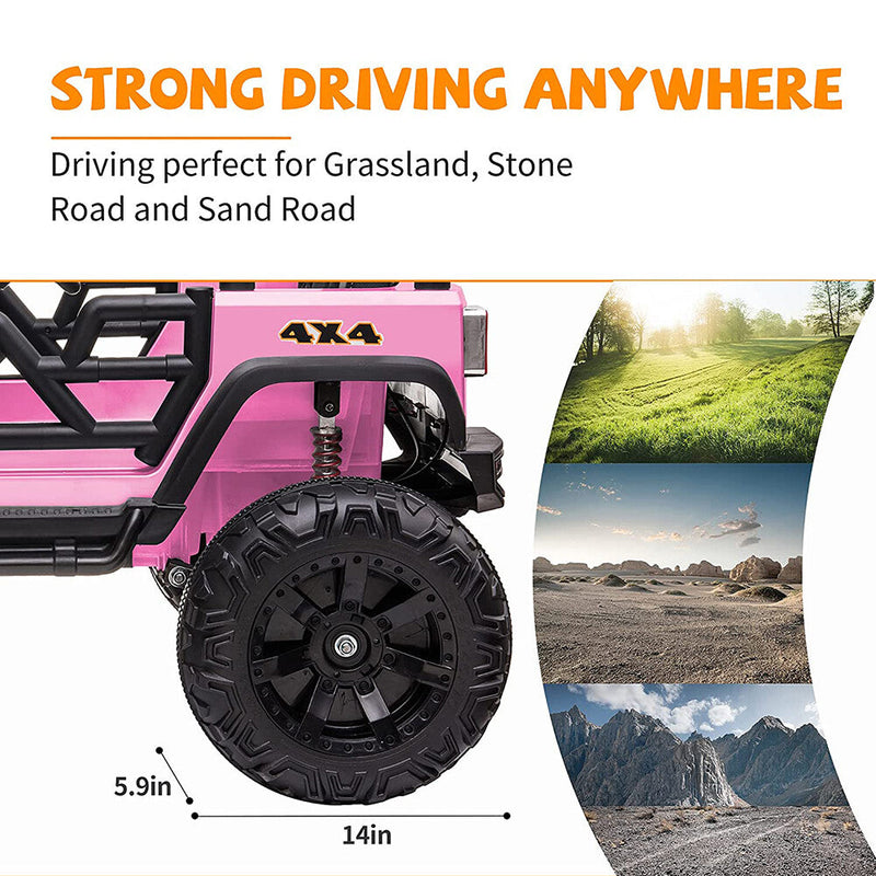 12V Electric Kids Ride-On Jeep Truck with MP3, LED Lights, Remote Control, 2-Seater