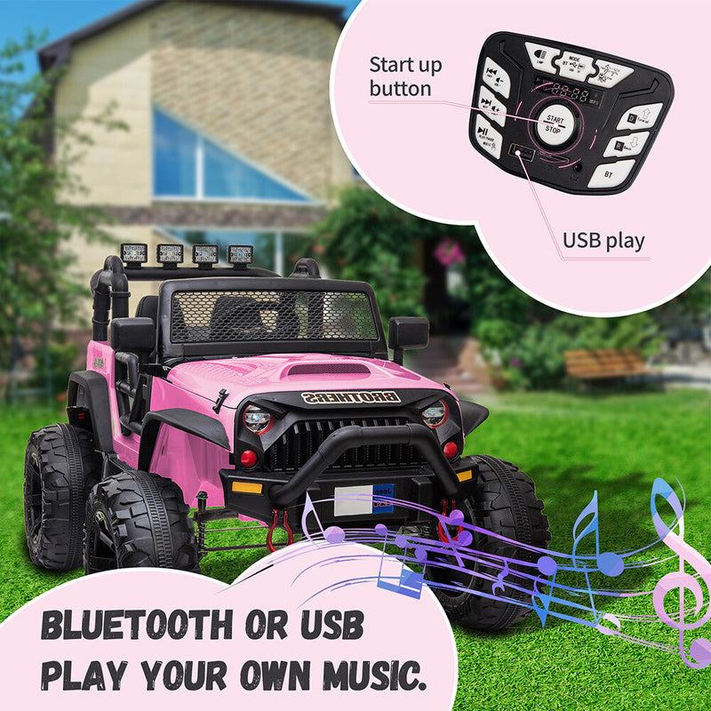 12V Electric Kids Ride-On Jeep Truck with MP3, LED Lights, Remote Control, 2-Seater