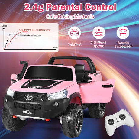 2-Seater Toyota Hilux Ride On Truck with Remote Control - 4WD, 2*12V Battery Powered