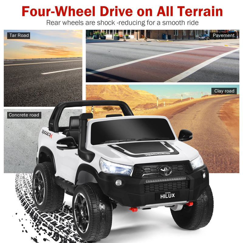 2-Seater Toyota Hilux Ride On Truck with Remote Control - 4WD, 2*12V Battery Powered