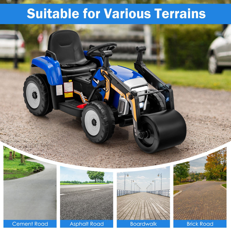12V Electric Tractor with Remote Control, Music, and LED Lights for Kids