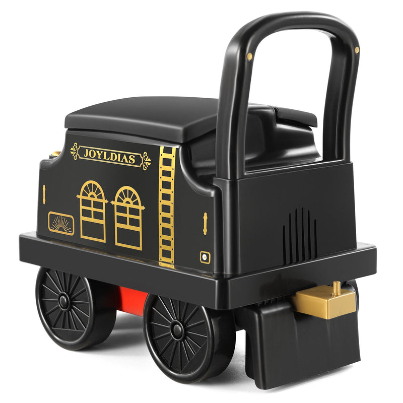 Ride-On Train Carriage with Songs, Stories, Storage, and Handle - Black/Blue