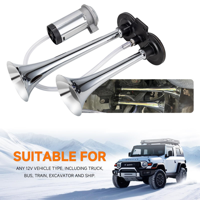 12V Air Horn Kit for Car Truck Motorcycle with Loud Train Sound