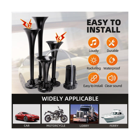 Train Horn Kit with Compressor – Ultra Loud Air Horn for Vehicles