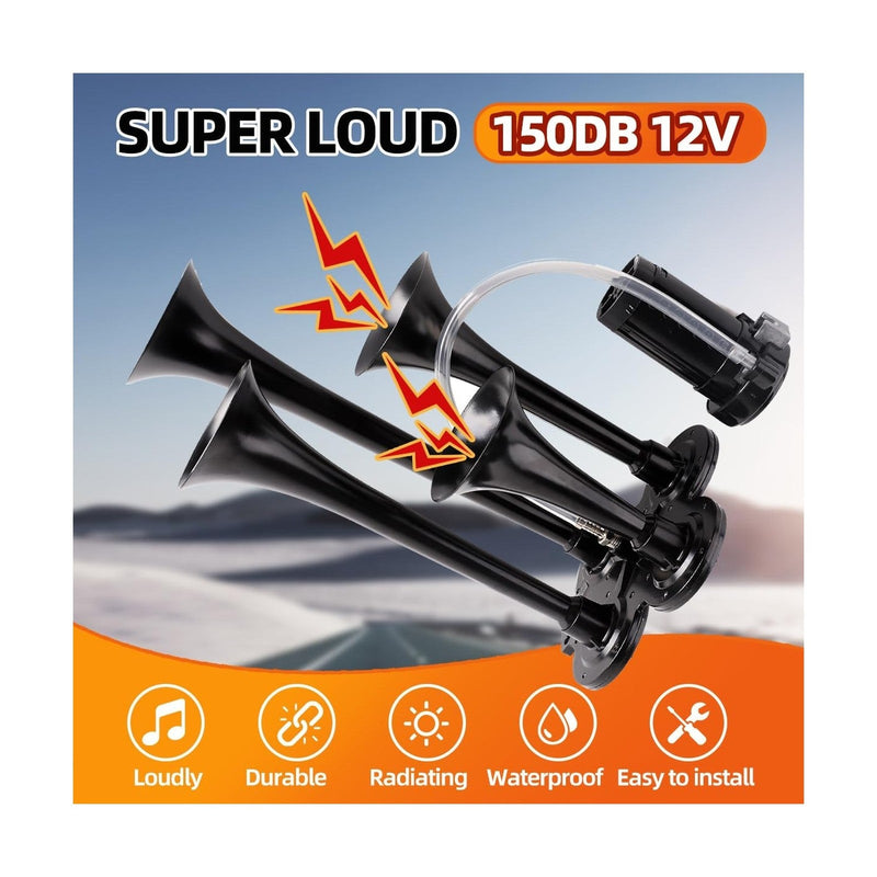 Train Horn Kit with Compressor – Ultra Loud Air Horn for Vehicles