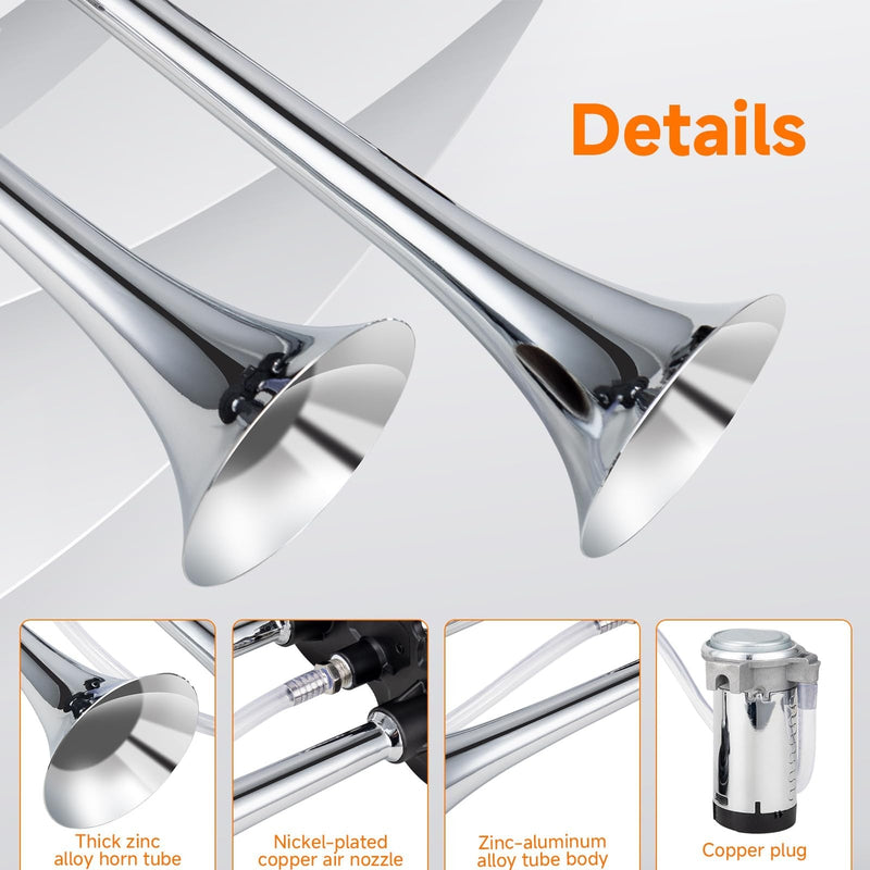 12V 150dB Loud Air Train Horn Kit for Trucks and Cars