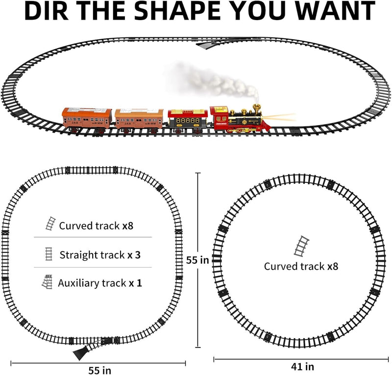 Train Set for Kids and Toddlers Ages 3-5 with Steam Engine, Cargo Car, and Long Train