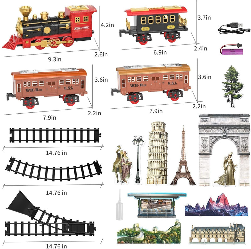 Train Set for Kids and Toddlers Ages 3-5 with Steam Engine, Cargo Car, and Long Train