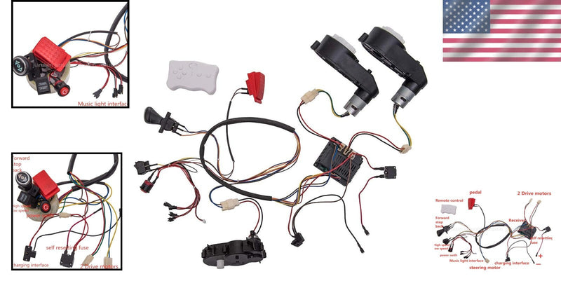 12V Ride-On Car Modification Kit with Wiring and Motors for Kids