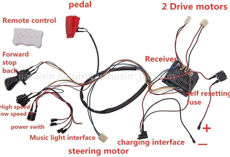12V Ride-On Car Modification Kit with Wiring and Motors for Kids