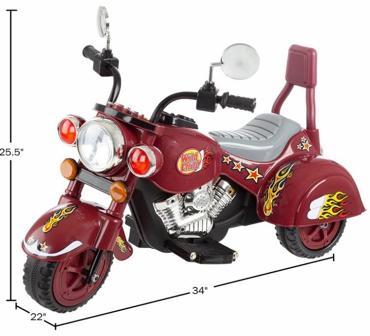 Triciclo Eléctrico Infantil con Batería Recargable de 6V y Diseño de Moto Pandillera de Alta Calidad