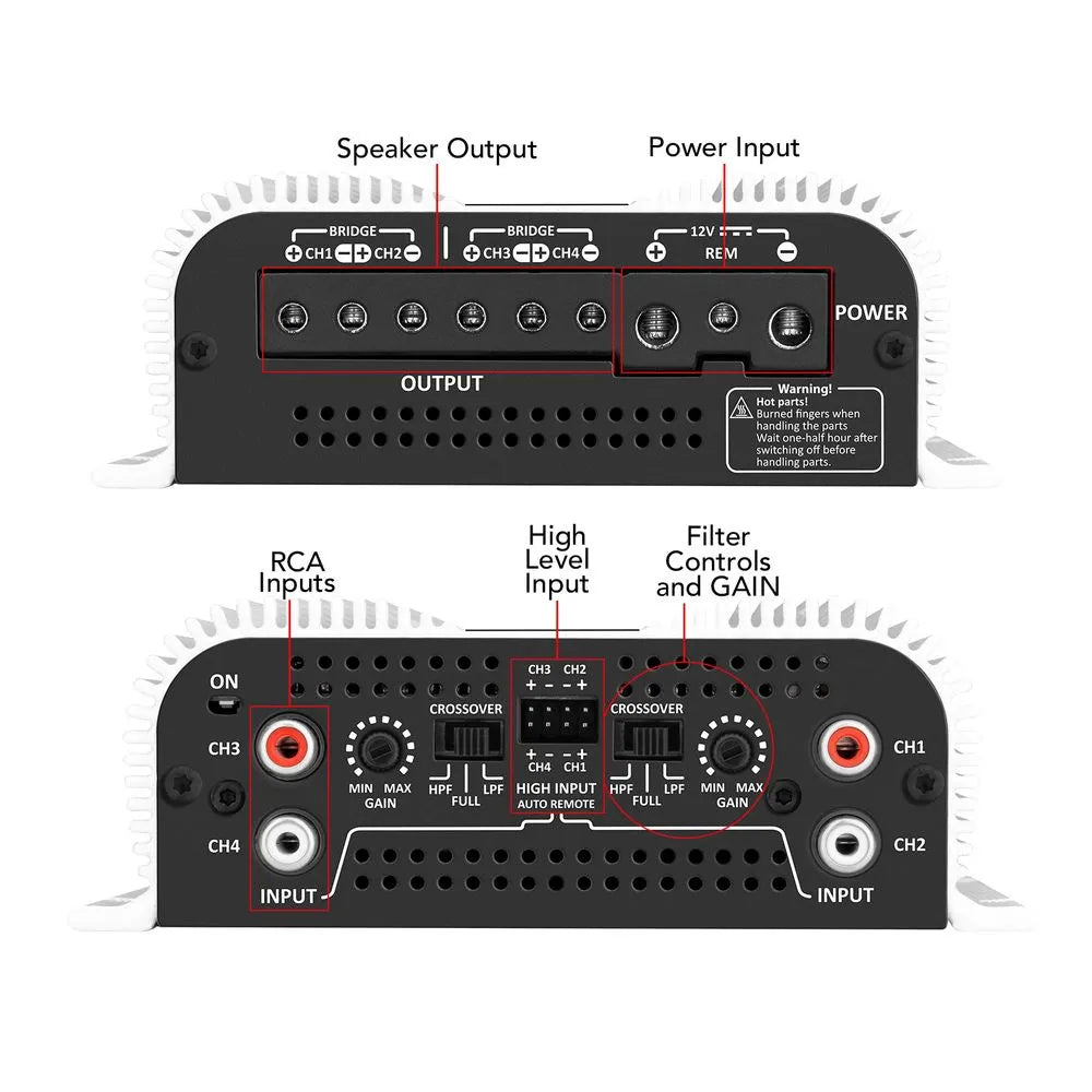 Taramps TS1200X4 V2 1200W RMS 4-Channel Amplifier 2-Ohm