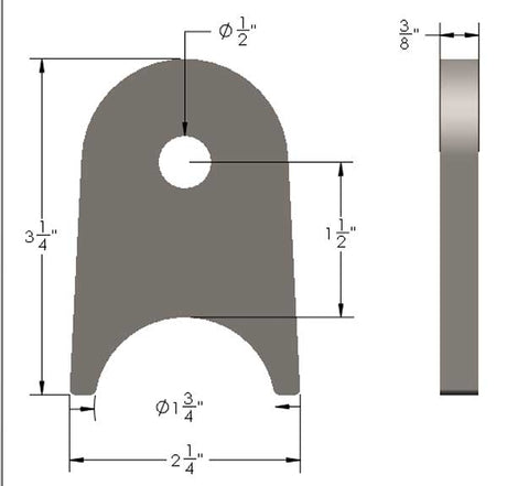 3/8" Thick 1 3/4" Tube Link Tab