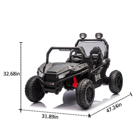 Two-Seater Kids Ride-On with Parental Remote Control, Rear Searchlight, and Bluetooth MP3 for Ages 3+