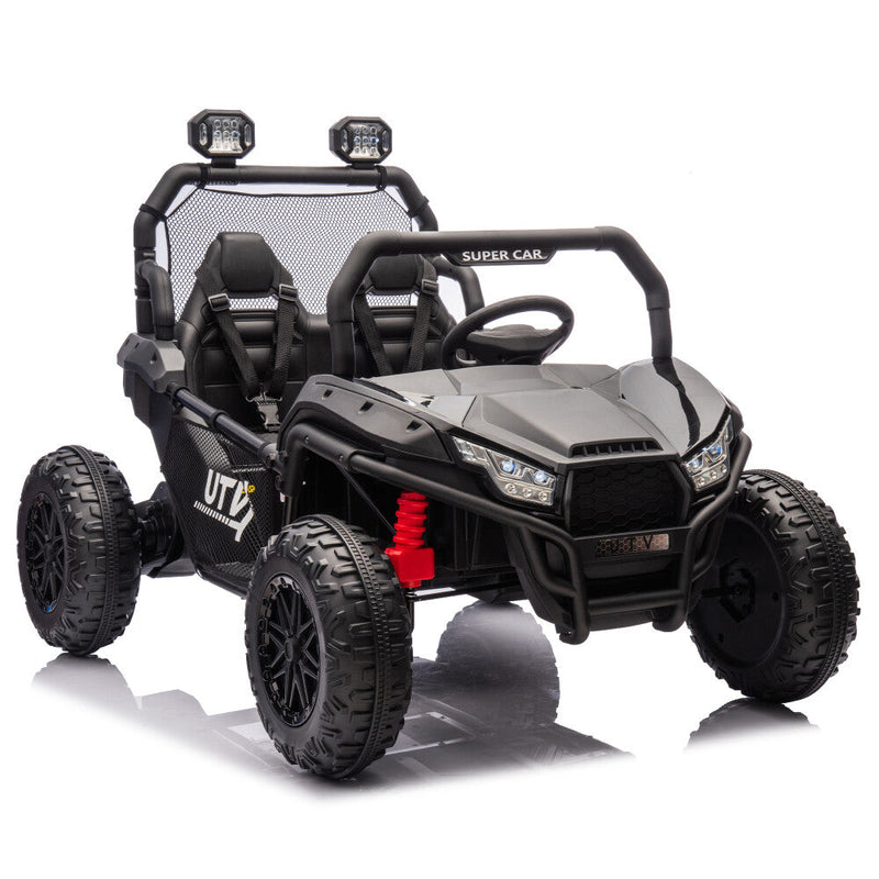 Two-Seater Kids Ride-On with Parental Remote Control, Rear Searchlight, and Bluetooth MP3 for Ages 3+