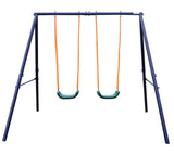 2-Station Outdoor Swing Set with Dual Swings for Children