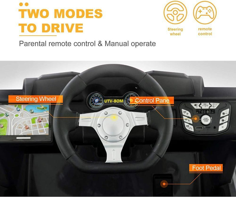 Uenjoy 12V Electric Off-Road UTV Ride On Car for Two, Realistic Design
