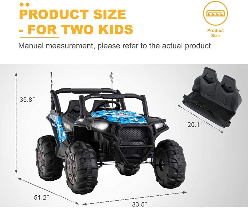 Uenjoy 12V Electric Off-Road UTV Ride On Car for Two, Realistic Design