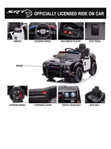 Ultimate Dodge Challenger SRT Hellcat Police Car 12V Kids Ride-On Toy with Remote Control