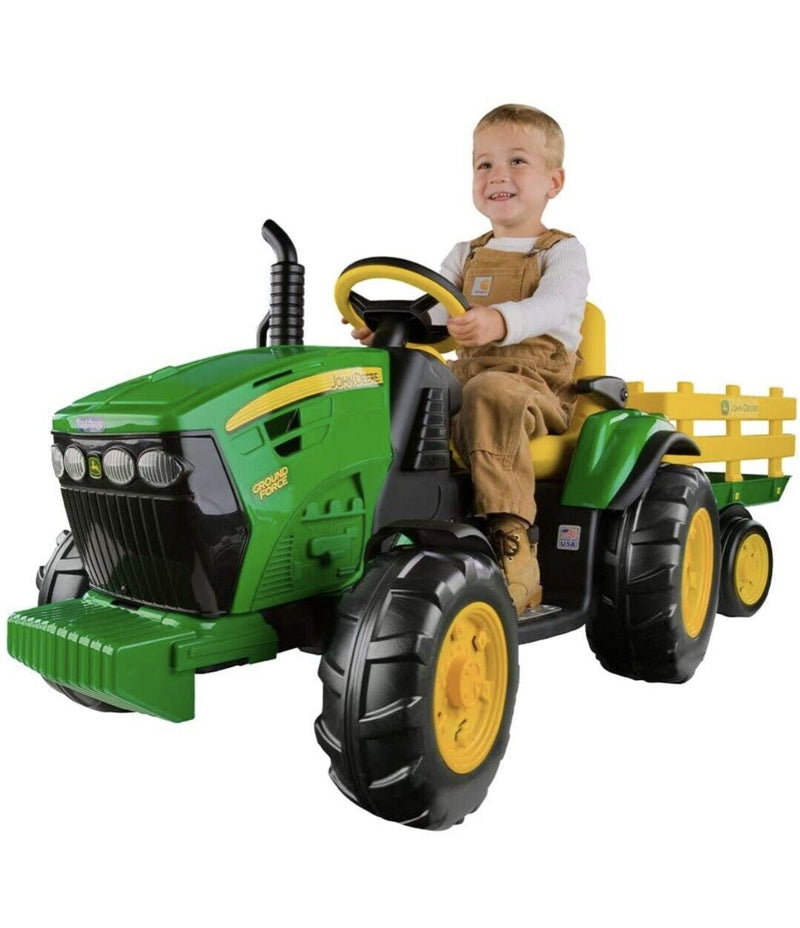 Peg Perego Ground Force Tractor Loader Ride-On Car with Front and Rear Wheels