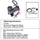 Quiet Air Compressor 300 PSI 1/4 NPT Super Silent 69dB for Truck, Car, and Train Use