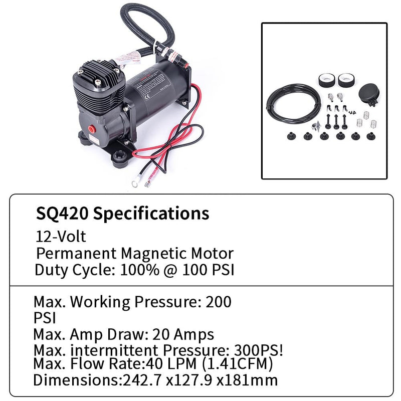 Quiet Air Compressor 300 PSI 1/4 NPT Super Silent 69dB for Truck, Car, and Train Use