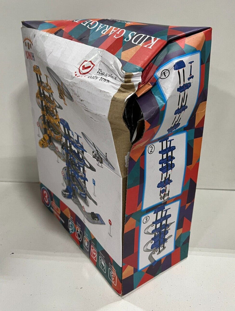 Kids Garage Toy Set with Race Car Ramp and Vehicle Track for Toddlers Age 3+