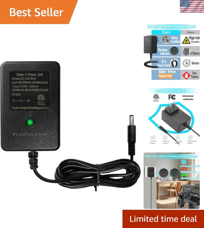 Universal 12V Battery Charger for Kids Ride-On Toys with Safety Certification