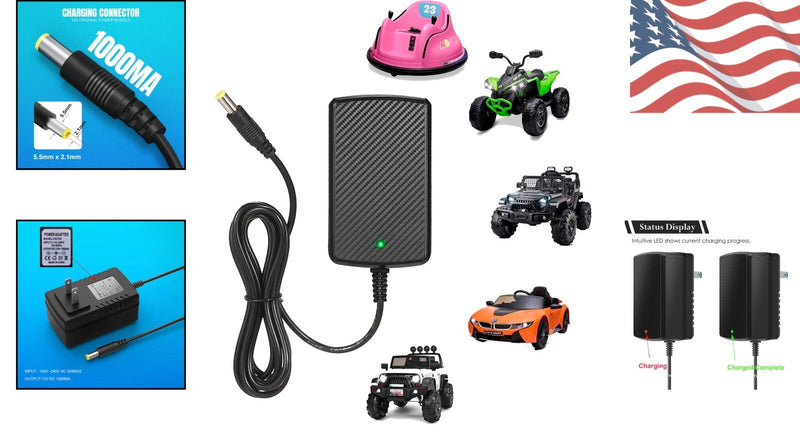 12V Universal Charger for Kids’ Electric Cars with Overcharge Protection