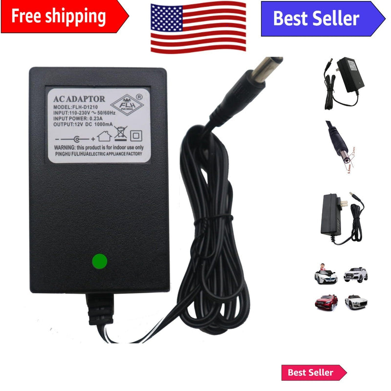 Universal 12V Ride-On Car Adapter with Fast Charging and Overload Protection