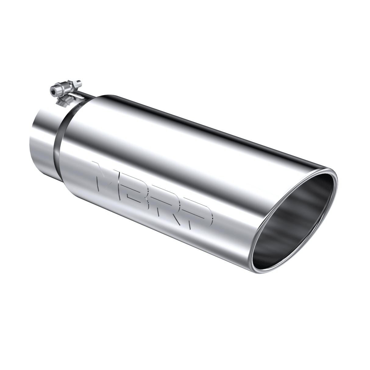Universal Angled Rolled End Exhaust Tip Polished Stainless Steel 5" x 6" x 18" (T5125)