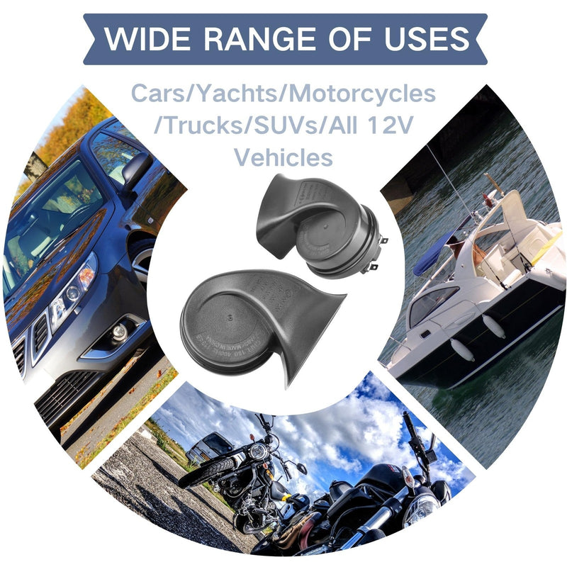 Universal Car Horn Upgrade Kit 12V Dual Tone High Low Snail Horn Loud Waterproof