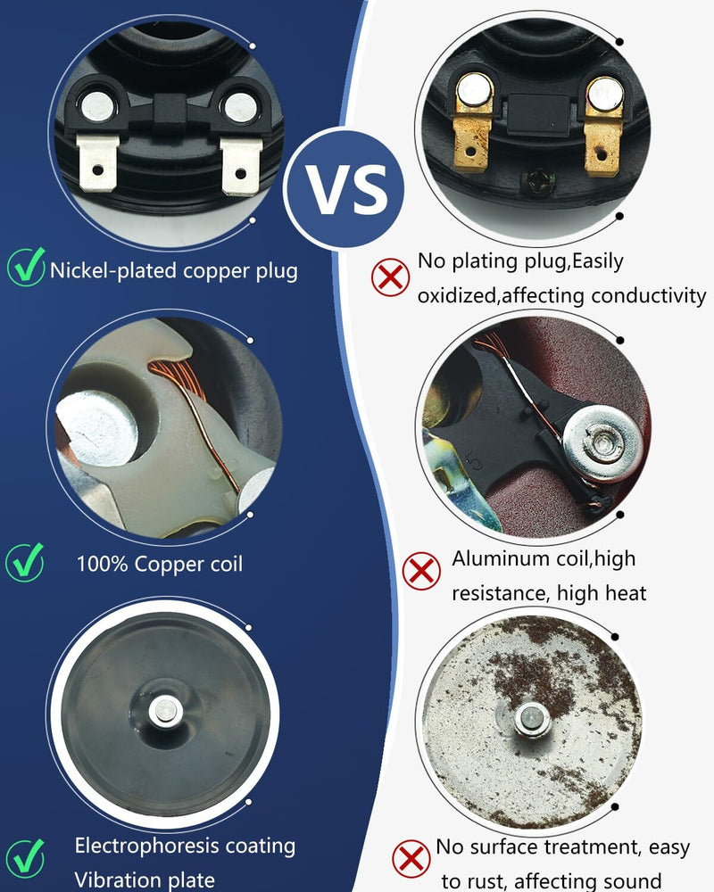 Universal 12V Compact Car Horn Kit with Loud Double Pitch and Deep Bass Sound