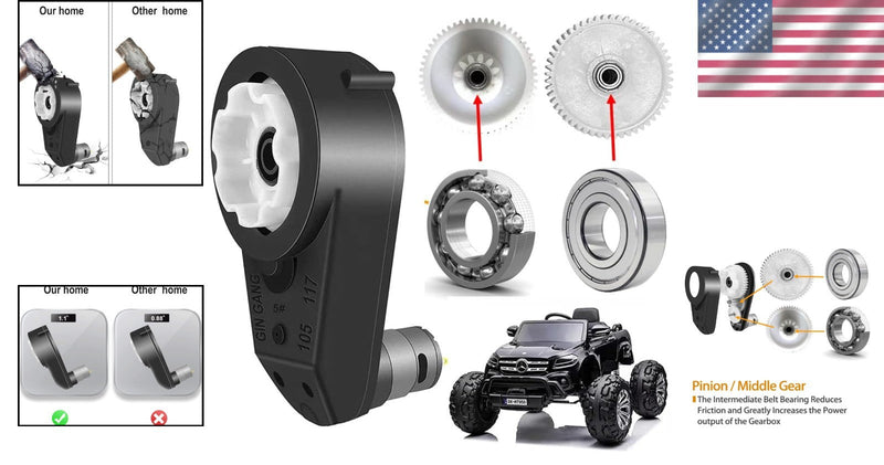 24V RS555 High Torque Motor with 30000RPM Gearbox for Power Wheels Upgrade