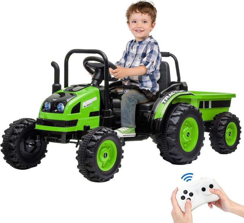 12V Electric Kids Ride-On Tractor with Trailer and Remote Control