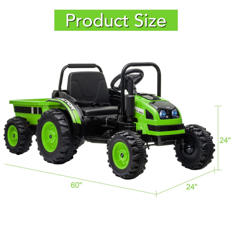 12V Electric Kids Ride-On Tractor with Trailer and Remote Control
