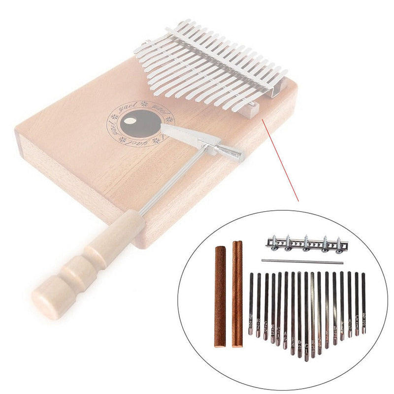 17-Key Thumb Piano Kalimba Set with Tuning Hammer, Keys, Screws, and Metal Bar