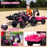 24V 3-in-1 Battery-Powered Electric Kids Ride-On Tractor with Trailer