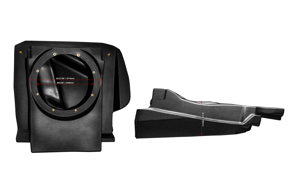 Can-Am® Maverick R 10" Front Passenger Subwoofer Enclosure (4-SEAT MODELS) – Unloaded | UTVS-R-ENC-PASS-4F UTV Stereo