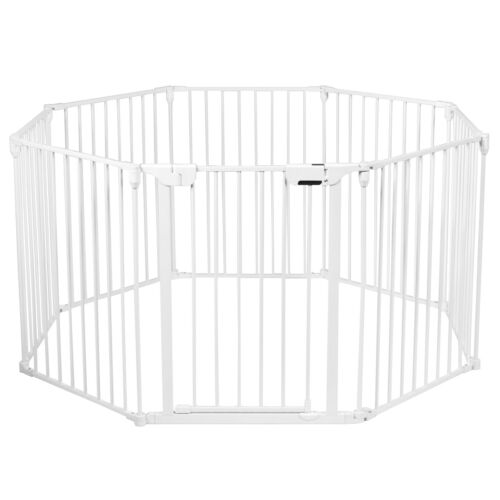 Versatile 8-Panel Metal Play Yard and Pet Barrier with Adjustable Wall Mount