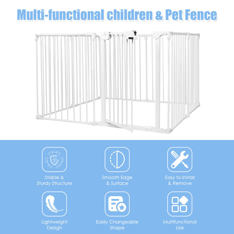 Versatile 8-Panel Metal Play Yard and Pet Barrier with Adjustable Wall Mount