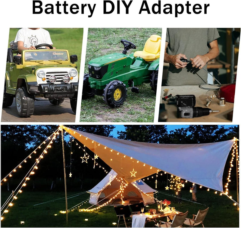 Power Wheel Adapter for Dewalt Batteries with 12.5" Wire and Fuse