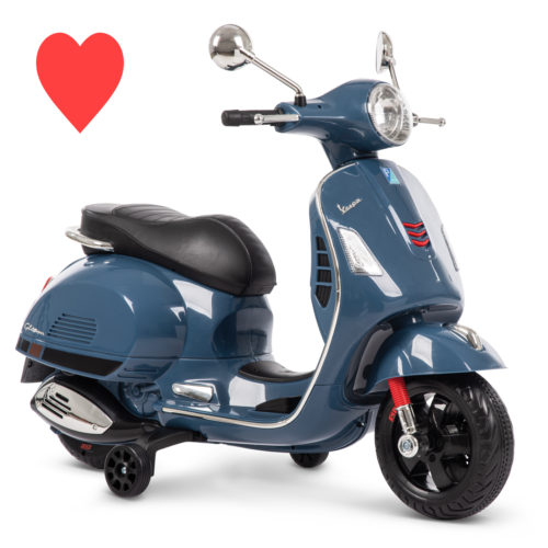 Vespa-Style 6V Electric Scooter for Kids with Training Wheels