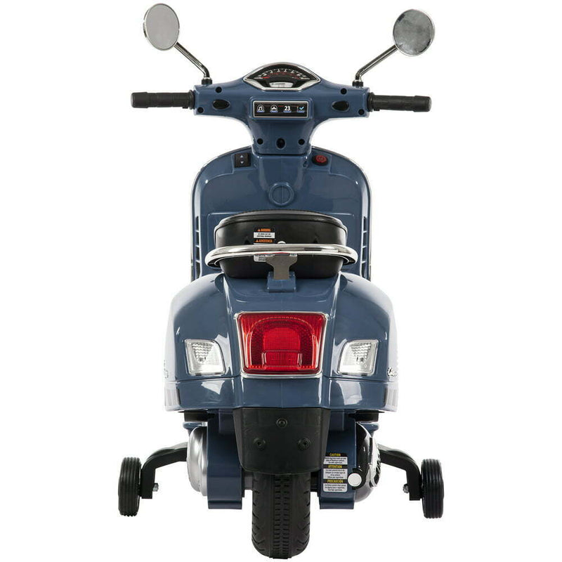 Vespa-Style 6V Electric Scooter for Kids with Training Wheels