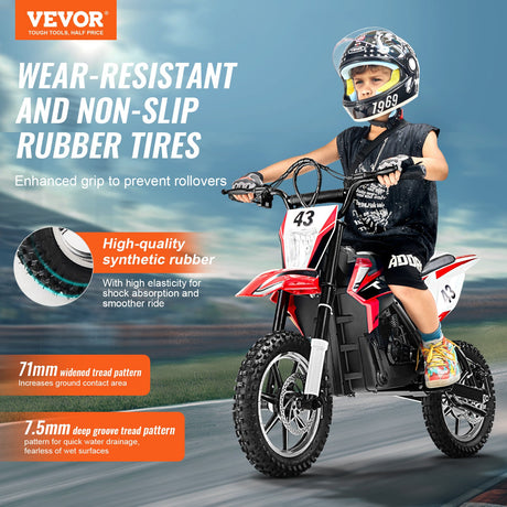 36V Electric Ride-On Motorcycle for Kids with LED Lights, Suitable for Ages 14+